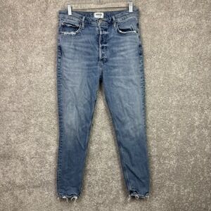 Agolde Nico High Rise Slim Jeans‎ Rooted Woman 29 Distressed Button Fly Raw Hem